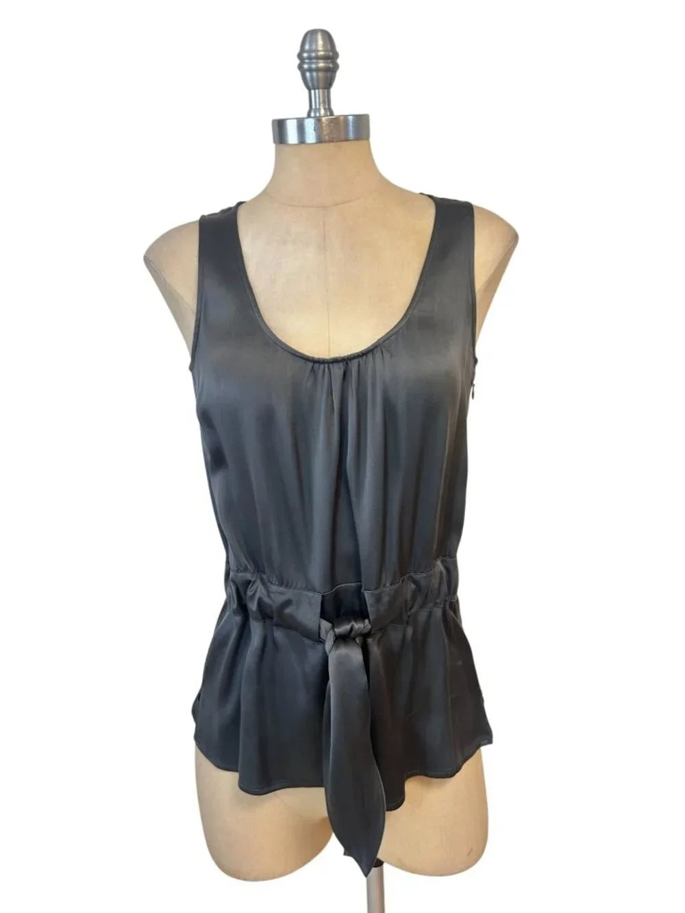 Tory Burch Grey Belted Silk Tank/Sleeveless Top Size 4